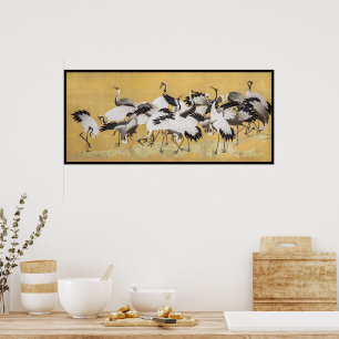 Affiche Troupeau de grues (côté droit) par Ishida Yutei