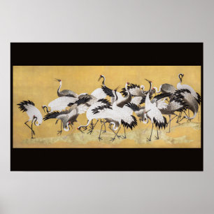 Affiche Troupeau de grues (côté droit) par Ishida Yutei