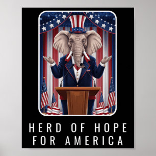 Affiche Troupeau d'éléphants républicains d'espoir pour l'