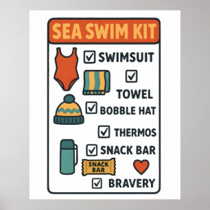 Affiche Trousse de natation en mer – Création de liste de