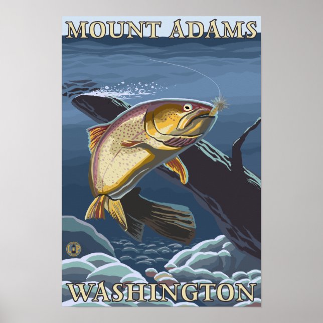 Affiche Trout Fishing Cross-Section - Mount Adams, WA (Devant)