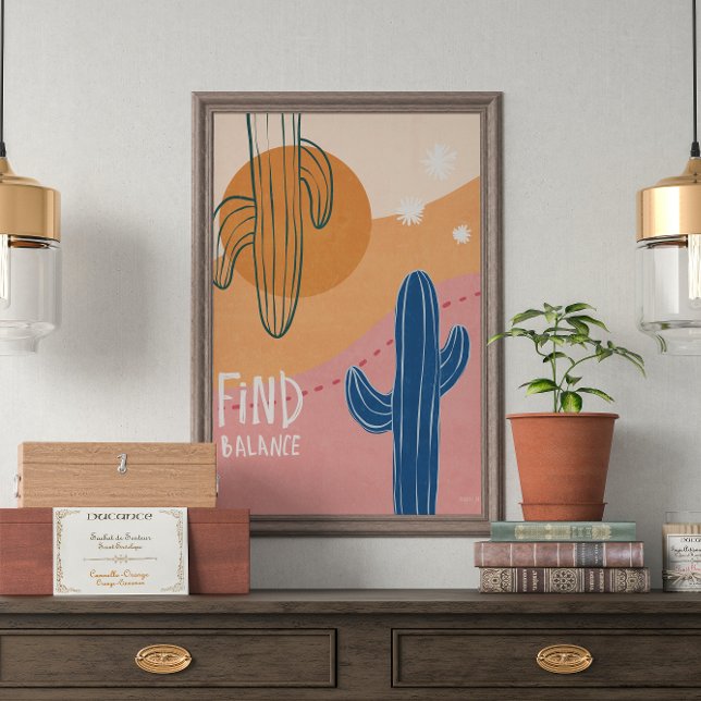 Affiche Trouver équilibre Cactus minimaliste (Créateur téléchargé)