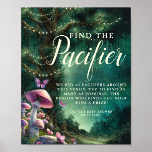 Affiche Trouver Pacifier Enchanted Champignons Baby shower