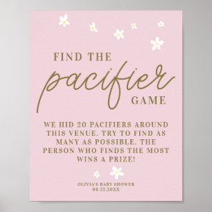 Affiche Trouver Pacifique Baby shower Jeu Boho Daisies ros