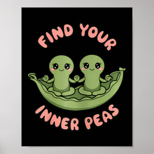 Affiche Trouvez vos pods Kawaii Zen Petits Pois Yoga Desig