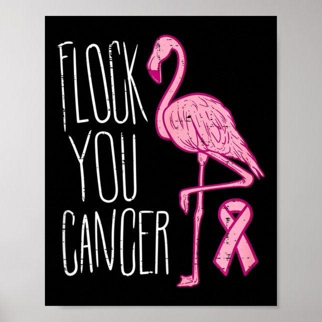Affiche Trouvez votre cancer du sein Flamant rose rose Rub (Devant)