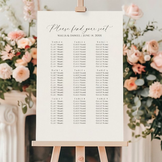 Affiche Trouvez Votre Place Plan de Salle de Mariage (Créateur téléchargé)