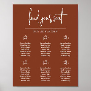 Affiche Trouvez votre siège Boho Terracotta Script Mariage