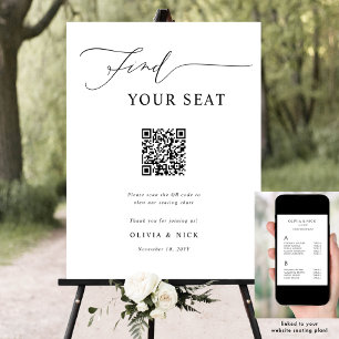 Affiche Trouvez votre siège Code QR Mariage Plan de siège 