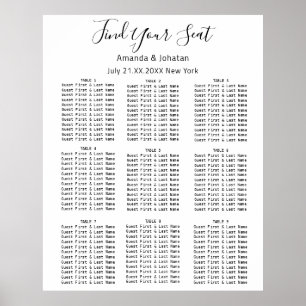 Affiche Trouvez votre siège graphique Mariage Bridal Blanc