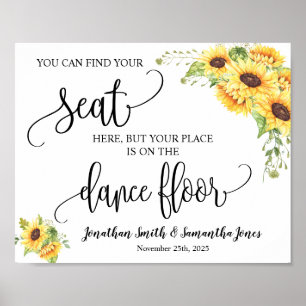 Affiche Trouvez votre siège mariage panneau de tournesols