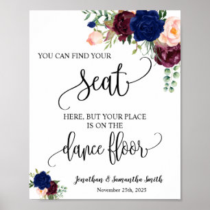 Affiche Trouvez votre siège réception de mariage marine bo