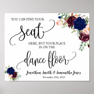 Affiche Trouvez votre siège réception de mariage marine bo