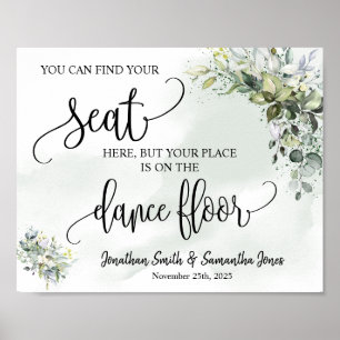 Affiche Trouvez votre siège réception eucalyptus signe