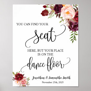 Affiche Trouvez votre siège signe mariage réception marsal