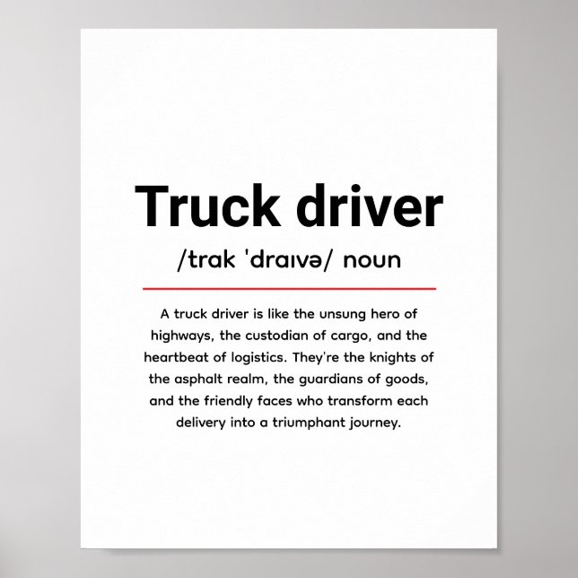 Affiche Truck Driver Definition for Truck Driver Day (Devant)