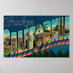 Affiche Truckee, Californie - Scènes à grandes lettres