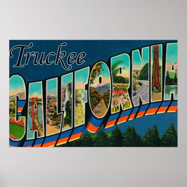 Affiche Truckee, Californie - Scènes à grandes lettres (Devant)