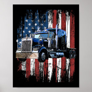 Affiche Trucker American Flag Truck Driver Truck Driver Gi