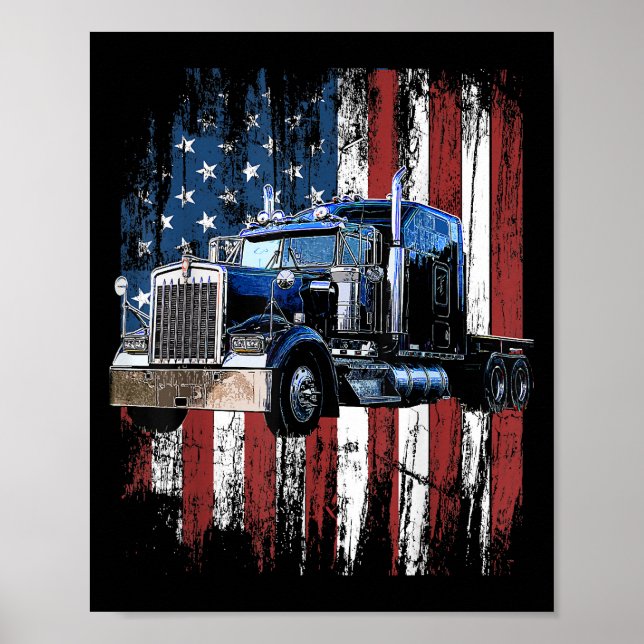 Affiche Trucker American Flag Truck Driver Truck Driver Gi (Devant)