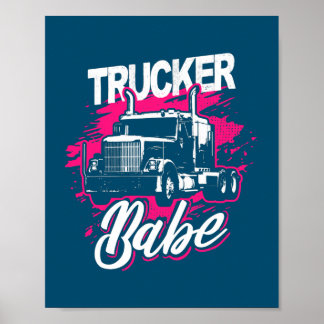 Affiche Trucker Babe Femme Chauffeur de camion Femme Camio