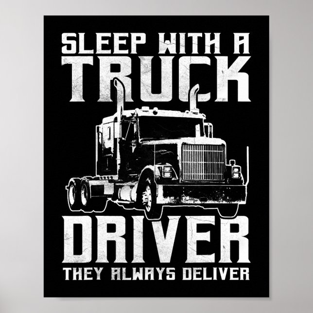 Affiche Trucker Cadeaux Tracteur Trailer Truck 18 Wheeler  (Devant)