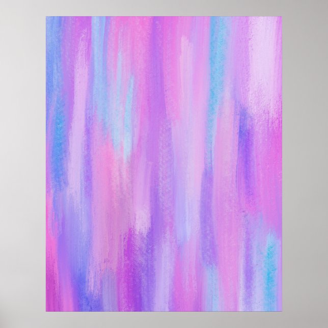 Affiche Trucs de peinture rose, violet et turquoise Abstra (Devant)
