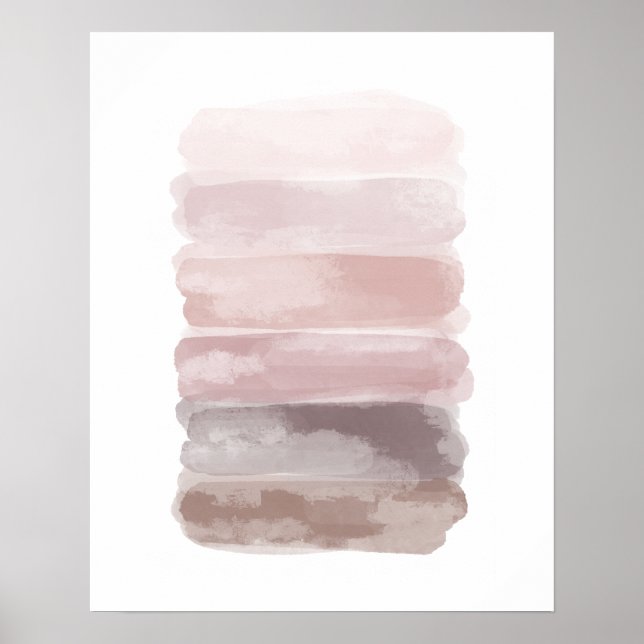 Affiche Trucs de pinceau rose Aquarelle (Devant)