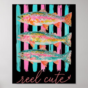 Affiche Truite arc-en-ciel colorée mignonne à l'aspect soi