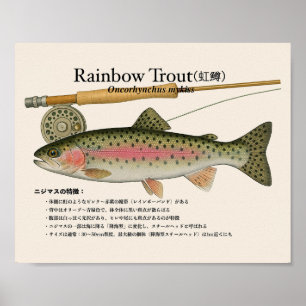 Affiche Truite arc-en-ciel – Estampe d'art japonaise
