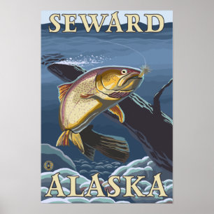 Affiche Truite pêchant la section transversale - Seward,