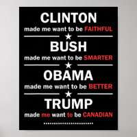 Trump 2020 Funny Clinton Bush Obama Trump Canadien