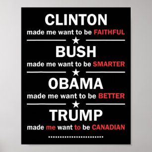 Affiche Trump 2020 Funny Clinton Bush Obama Trump Canadien