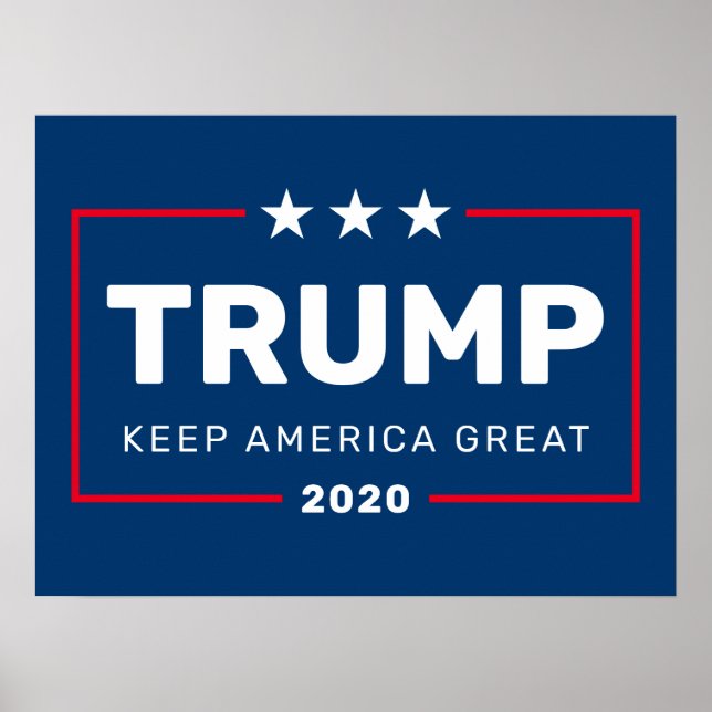 Affiche Trump 2020 Keep America Great - moderne bleu rouge (Devant)