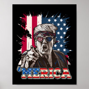Affiche Trump 2024 4 juillet Drapeau américain patriotique