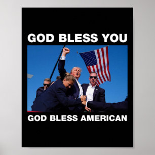 Affiche Trump 2024 Dieu vous bénisse - Dieu bénisse l'Amér