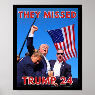 Affiche Trump 2024 disparu - Maga politique patriotique