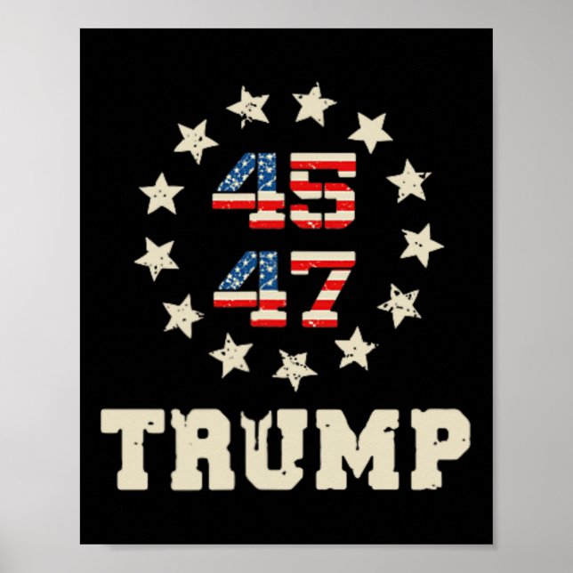Affiche Trump 2024 - Drapeau (à l'arrière) Reprendre l'Amé (Devant)
