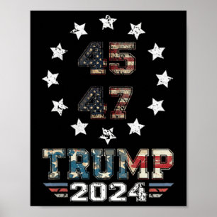 Affiche Trump 2024 Drapeau américain 2 côté