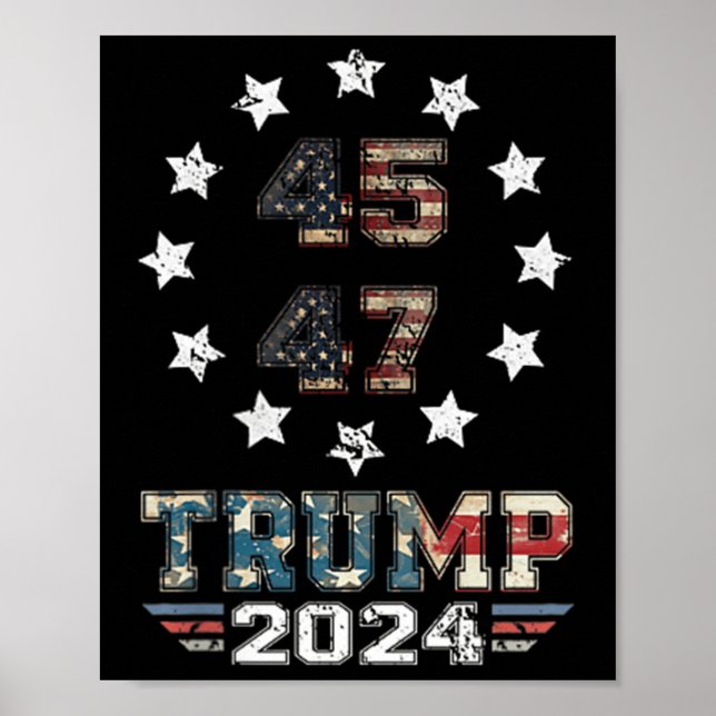 Affiche Trump 2024 Drapeau américain 2 côté (Devant)