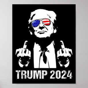 Affiche Trump 2024 Élection Drapeau Américain Lunettes de