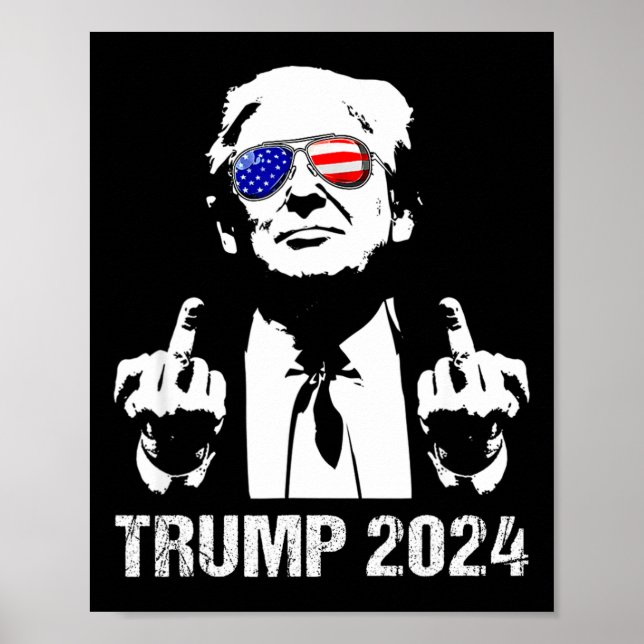 Affiche Trump 2024 Élection Drapeau Américain Lunettes de  (Devant)