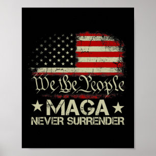 Affiche Trump 2024 Mega ne nous abandonne jamais le drapea