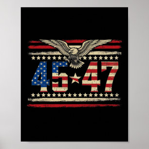 Affiche Trump 2024 Président 45 Et 47 États-Unis Drapeau T