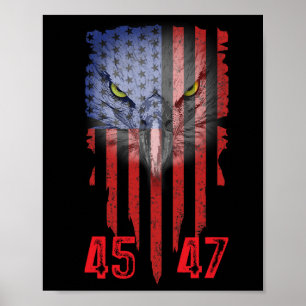 Affiche Trump 2024 Président 45 Et 47 États-Unis Drapeau T