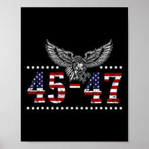 Affiche Trump 2024 Président 45 Et 47 États-Unis Drapeau T
