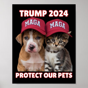 Affiche Trump 2024 Protéger nos animaux domestiques Drôle