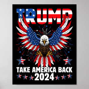 Affiche Trump 2024 Reprendre l'Amérique Drapeau américain