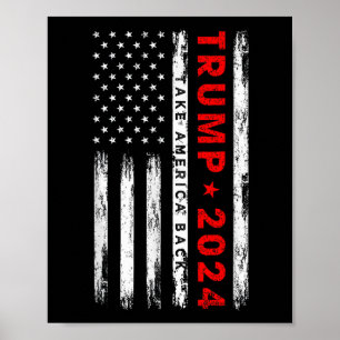 Affiche Trump 2024 Reprenez l'Amérique Drapeau Américain P