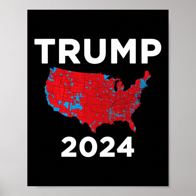 Affiche Trump 2024 Résultats exacts des élections Carte du (Devant)